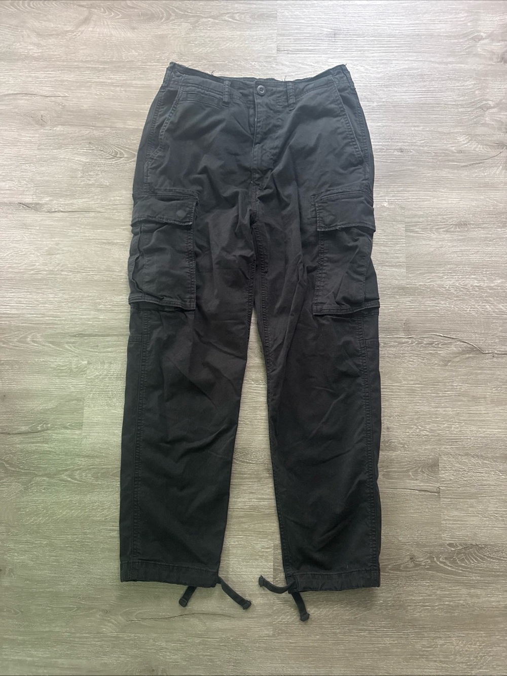 American Eagle Outfitters Black Cargo Pants with Drawstring Ankles